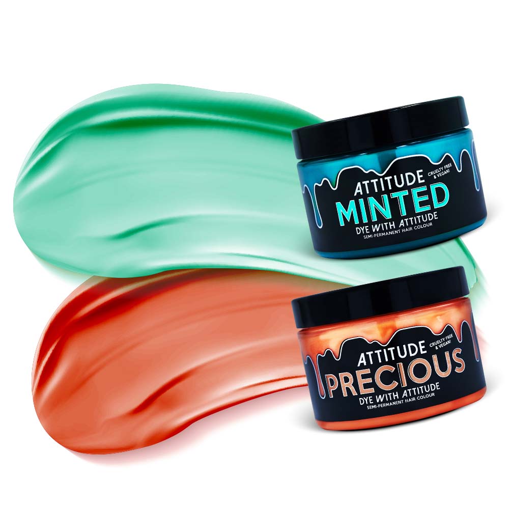 Attitude Hair Dye - Peach Tree pastel duo Semipermanente Haarfärbekombination - Orange/Grün